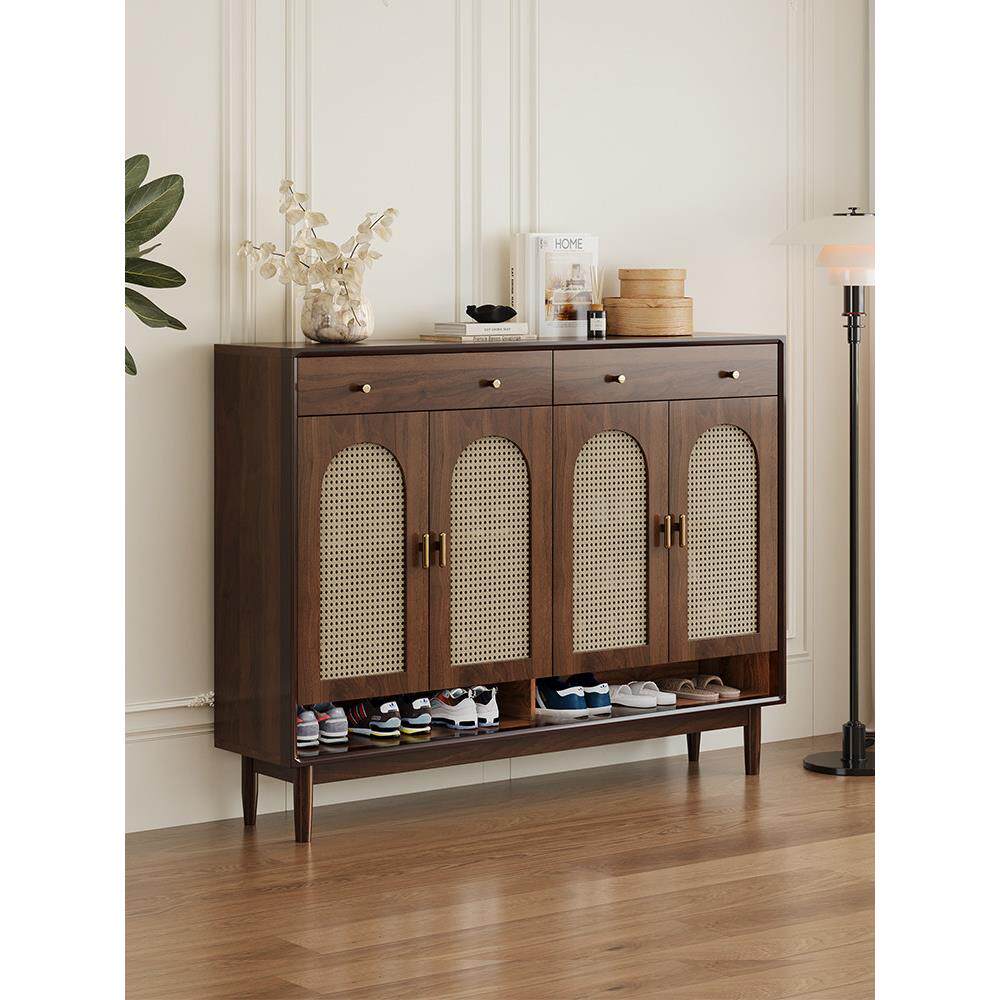 藤鞋柜家门实木框架覆古入口柜客厅入口简单现代储物柜储物柜