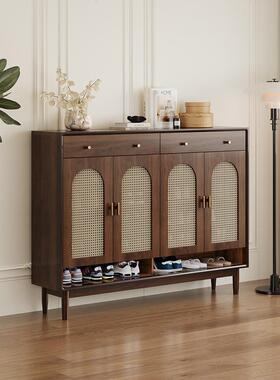 藤鞋柜家门实木框架覆古入口柜客厅入口简单现代储物柜储物柜