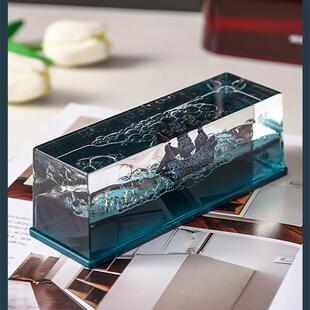 黑珍珠号漂流瓶游轮游体漂流瓶桌面永不沉没的小船汽车内摆件礼物