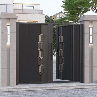 铝合金别墅庭院门铝雕电动大门农村户外铸铝精雕入户门院墙双门