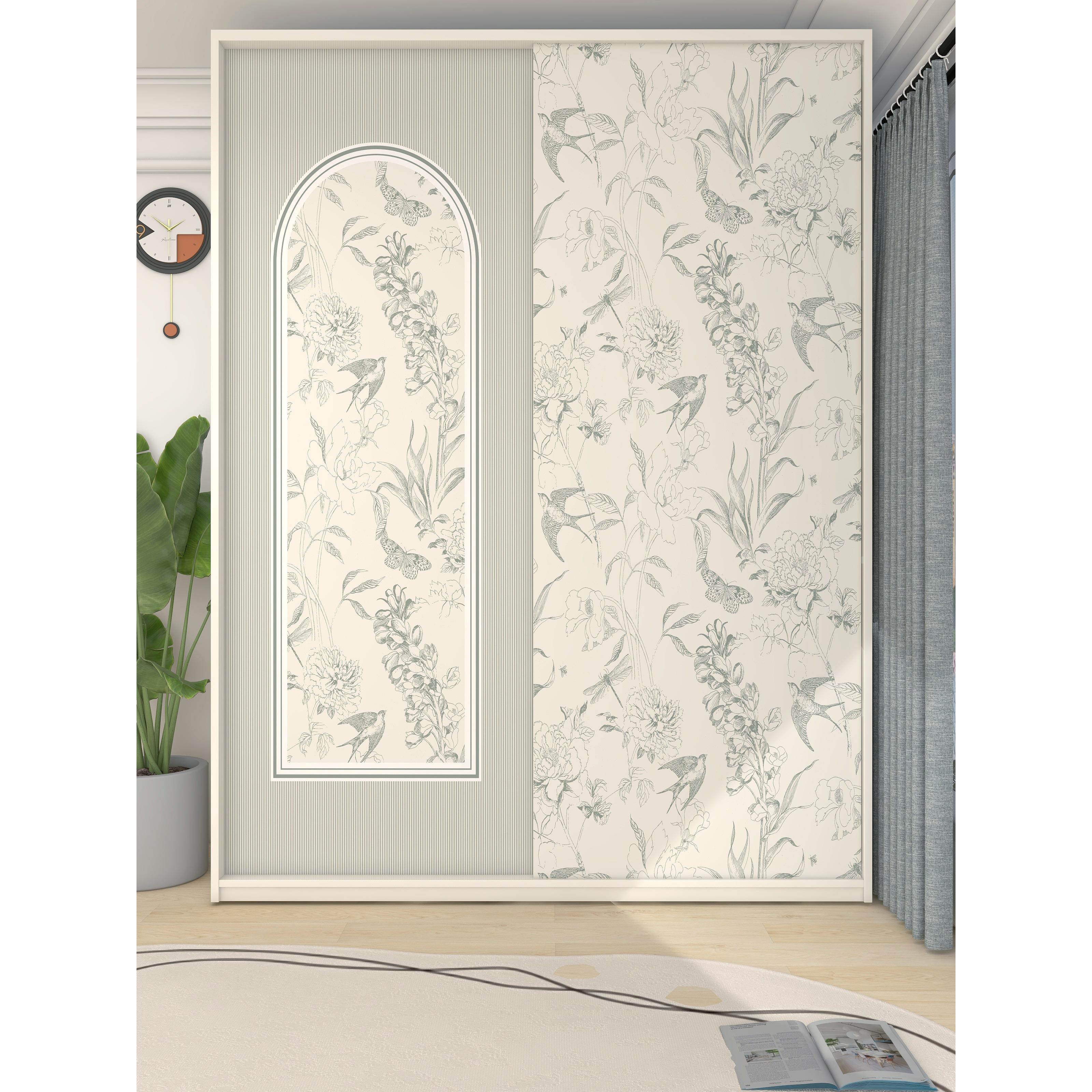 法式衣柜门贴纸自粘翻新推拉门移门自粘壁纸墙纸背景墙旧家具卧室