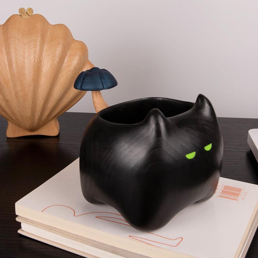 咕叽哩喔实木笔筒桌面收纳茶几遥控器收纳个性摆件教师节礼物