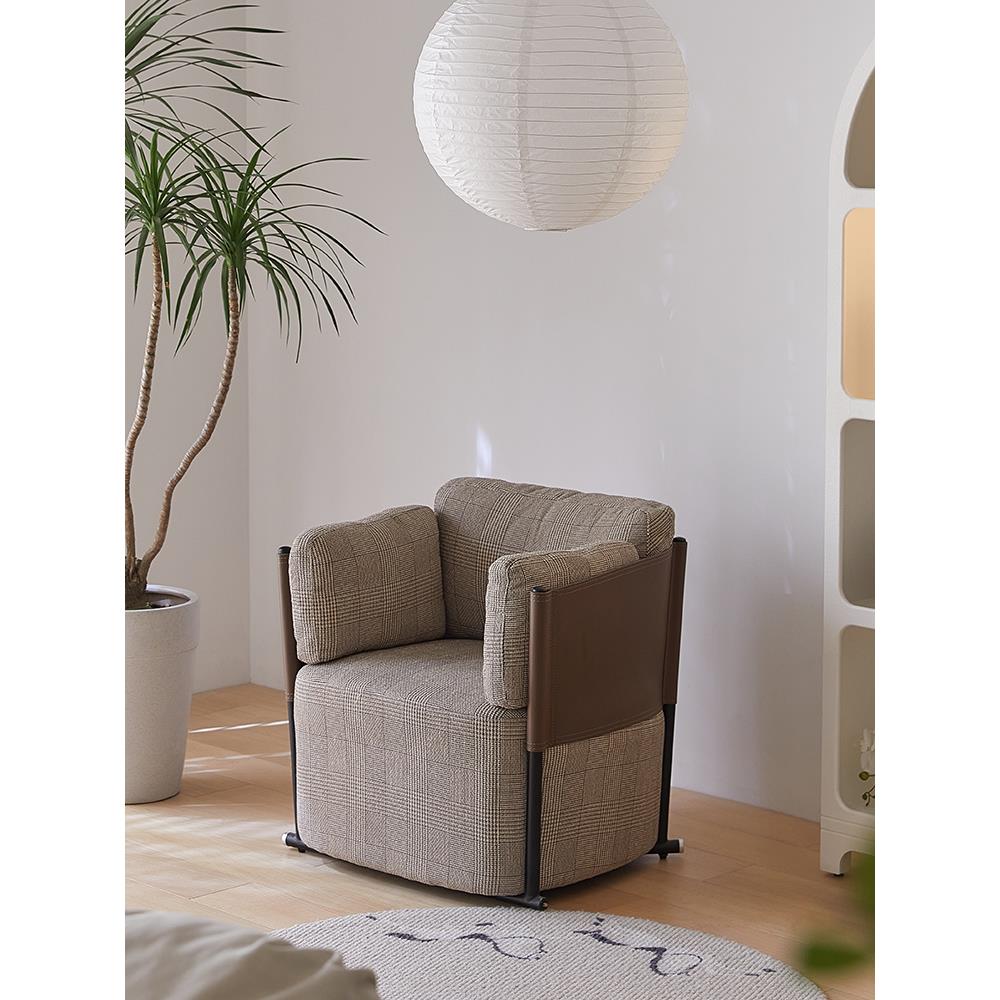 小卡家居国王沙发北欧布艺轻奢单人沙发椅意式设计师款会客洽谈椅