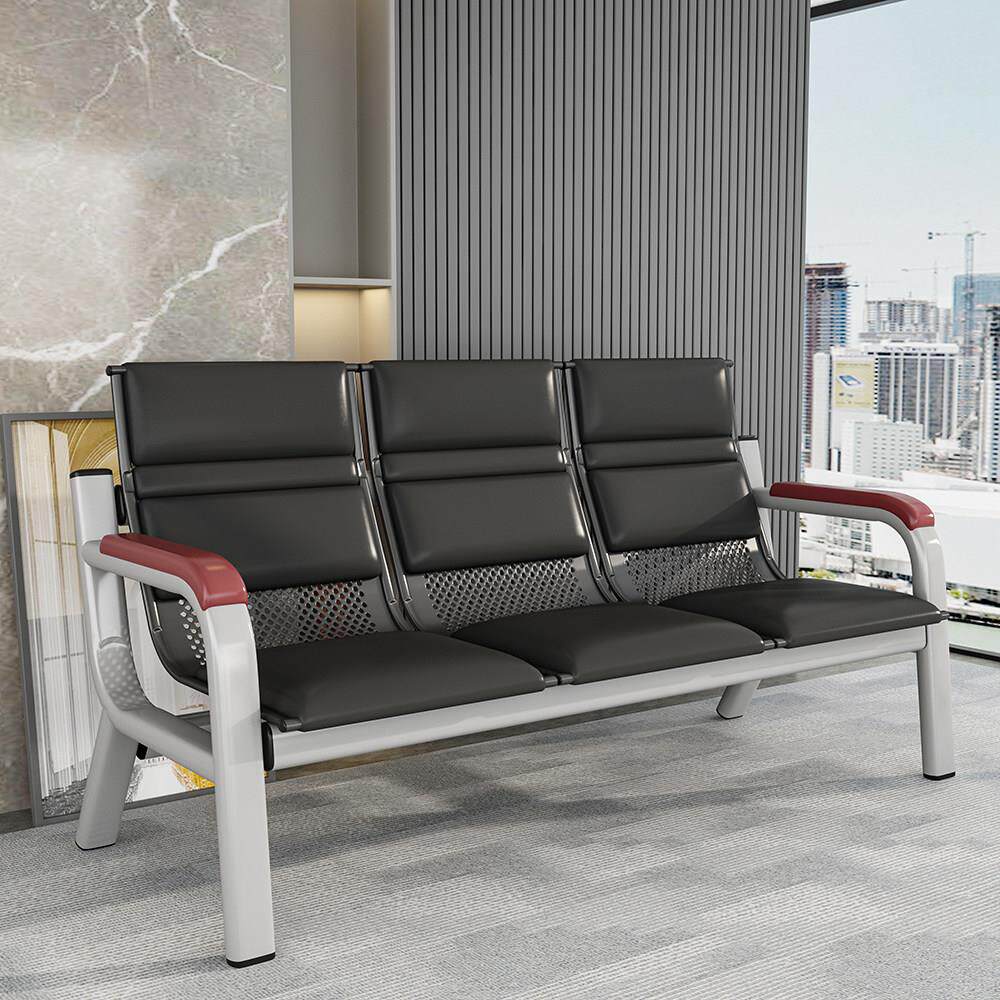 办公沙发三人位连排椅理髲店等候椅休息区公共座椅出租房铁架沙发