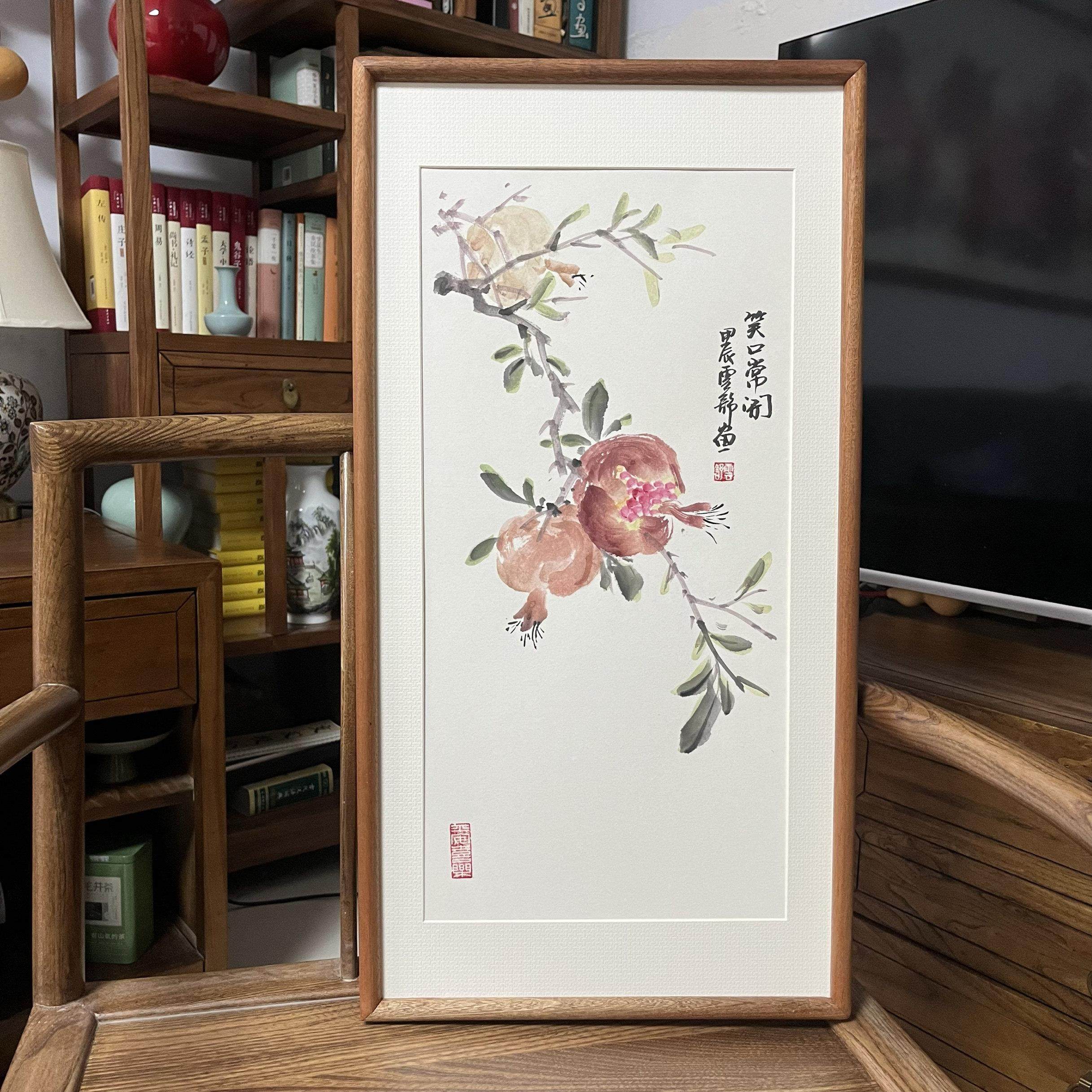 中国画手绘写意牡丹山水竹兰莲花柿子画芯卷挂画风俗作品正品