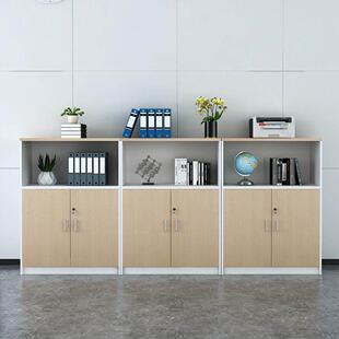 办公室茶柜木制文件柜隔板柜可锁储物柜打印机柜低柜带锁文件柜