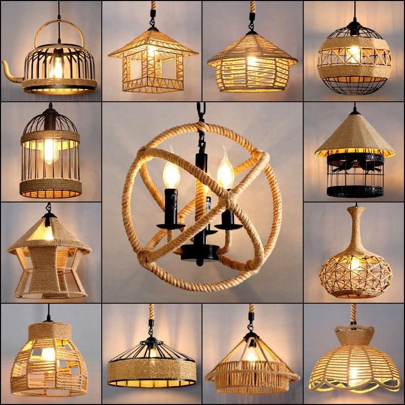 怀旧复古仿古工业风日式创意茶室民宿餐厅商用烧烤店麻绳吊灯灯罩
