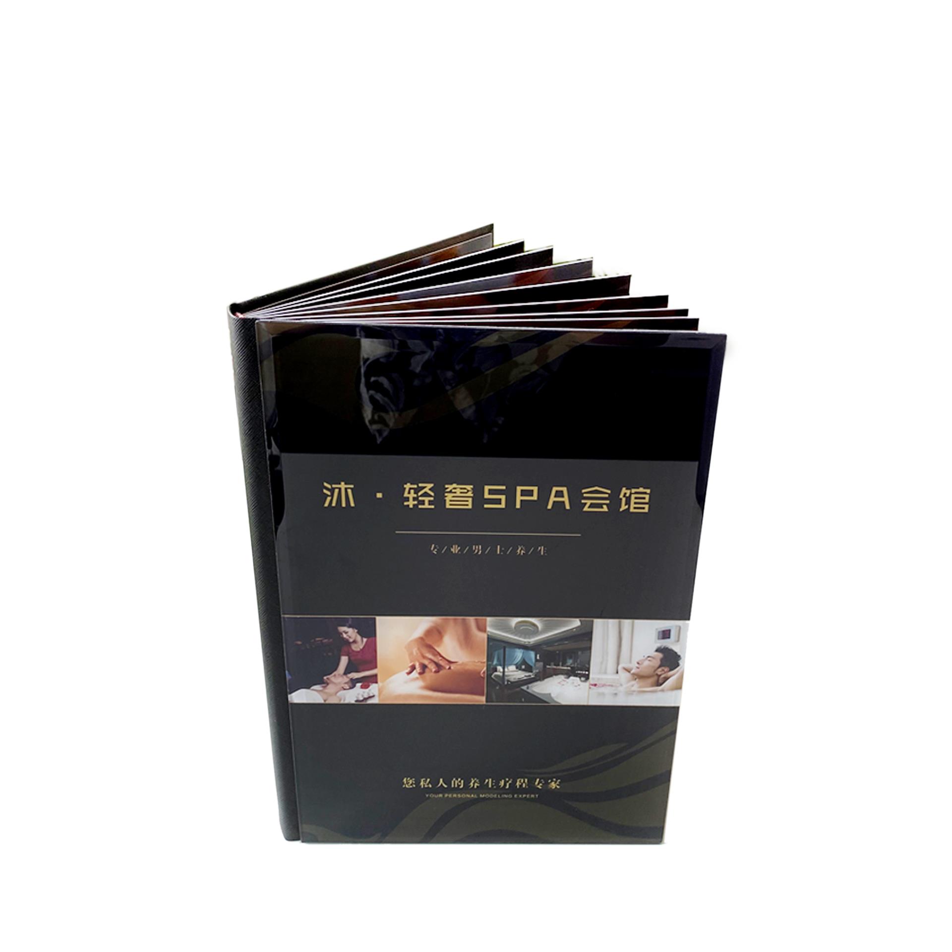 定制男士美容院养生馆高端双面水晶价目册表皮肤管理中医理疗会所