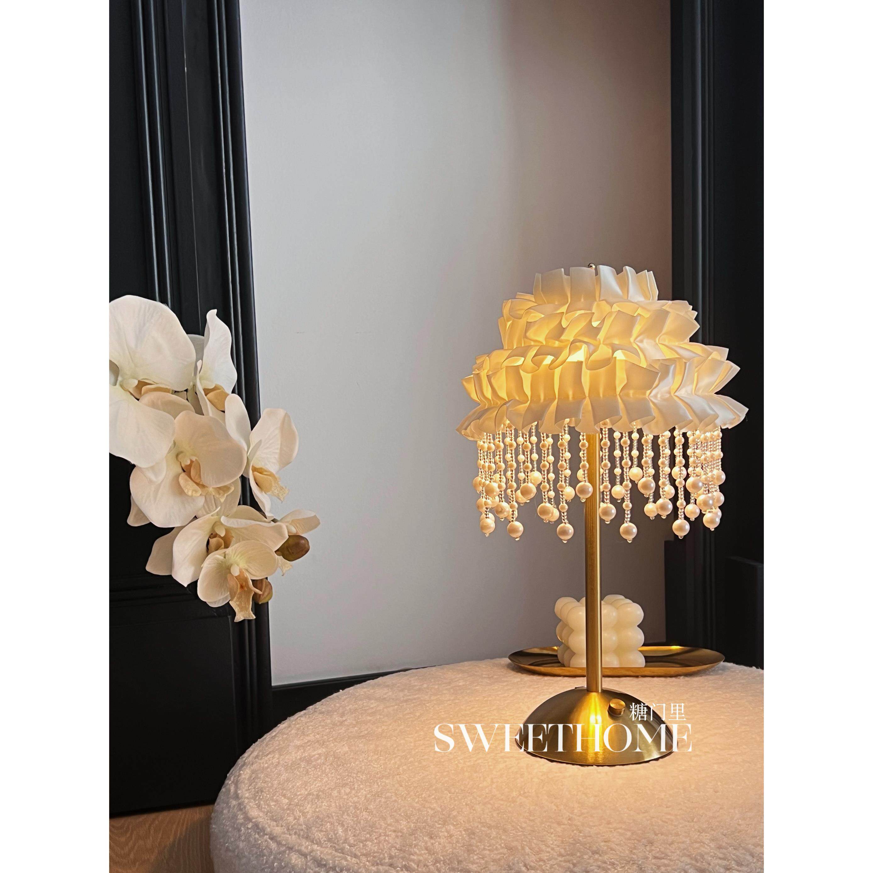 SweetHome * 珍珠流苏 触摸充电小夜灯床头灯卧室调光调色气氛灯