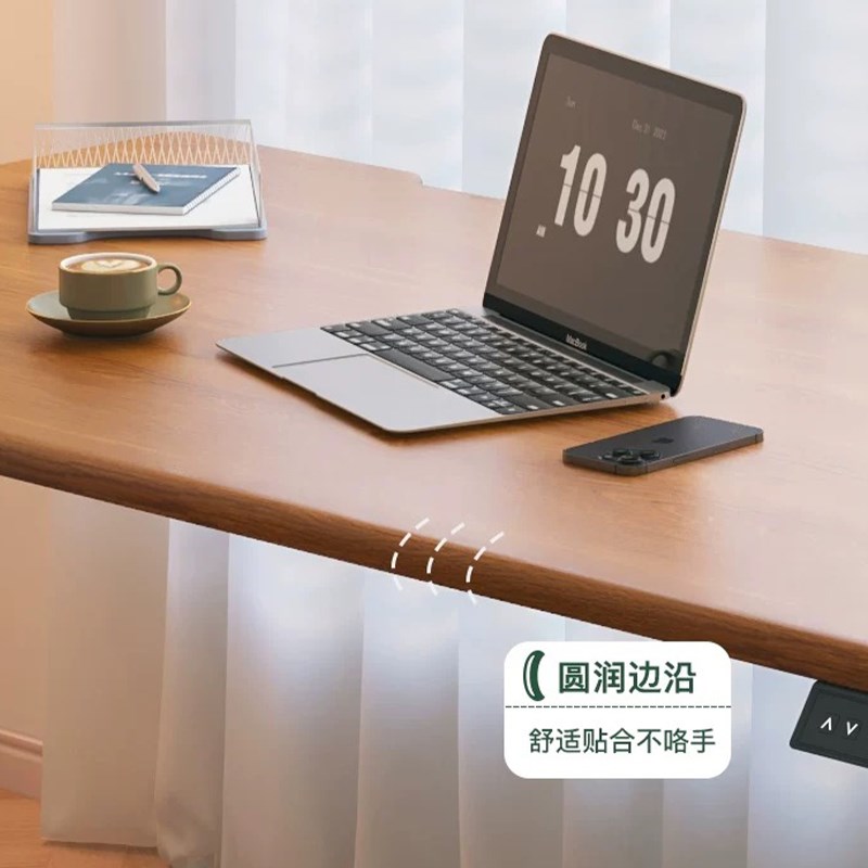 热销实木电动升降桌电脑桌可调节办公桌家用学习桌双电机可升降电