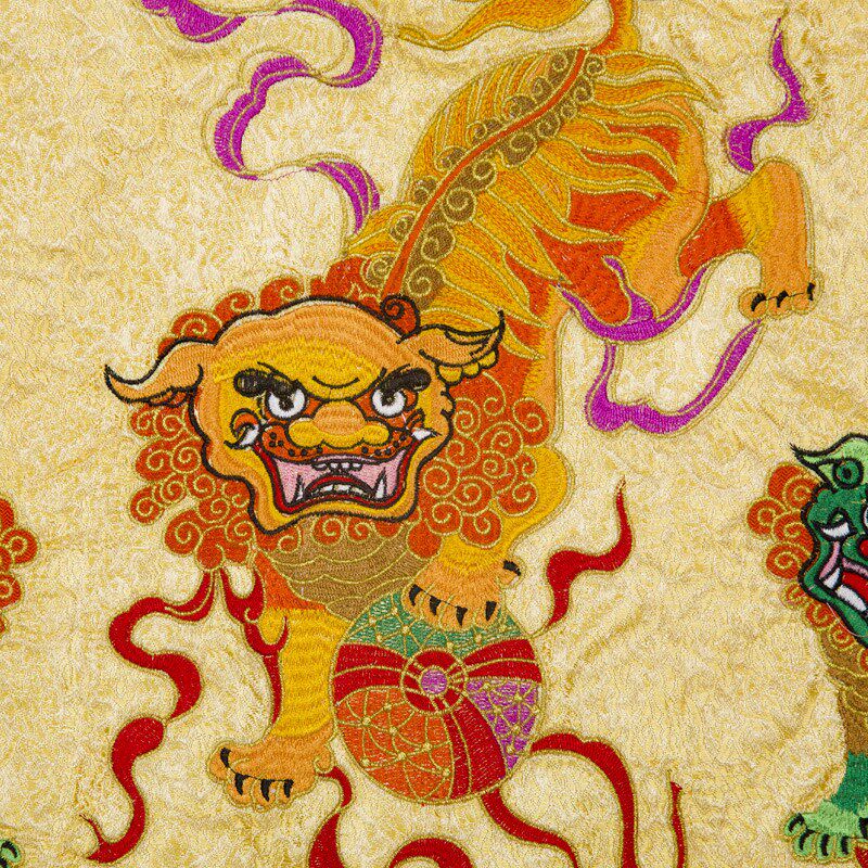 热销精品刺绣狮子提花布桌围寺庙佛堂佛家莲花刺绣佛光普照会供桌