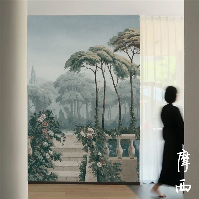 热销复古南洋风壁纸热带植物墙布壁画定制摩西酒吧民宿客餐厅卧室