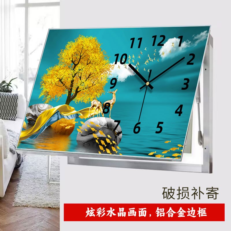 热销2025新款遮挡电表箱装饰画带钟表一帆风顺餐厅款挂画显示时间