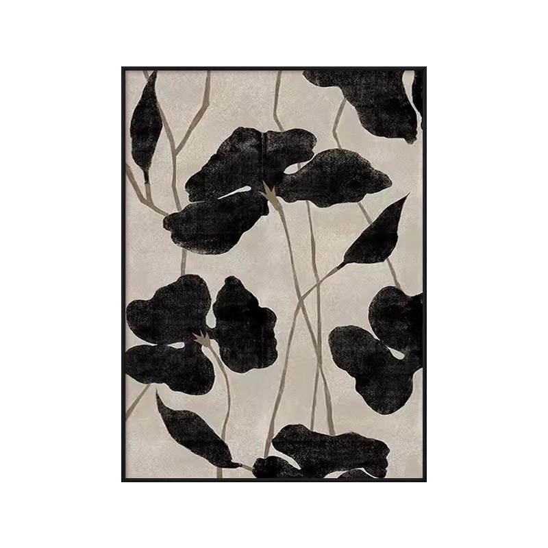 热销简约现代小众黑白壁画植物卧室玄关装饰画艺术花卉样板间客厅图片