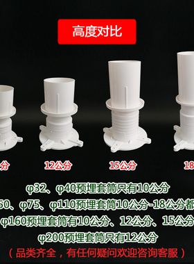热销PVC110预埋套筒200管件防水75止水节50预埋件塑料160国标32排