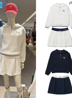 韩国MALBON高尔夫女装运动休闲时尚套装半拉链卫衣外套松紧腰短裙