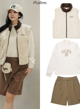 25冬季韩国MALBON高尔夫女装套装双面穿羽绒服马甲长袖打底衫短裤