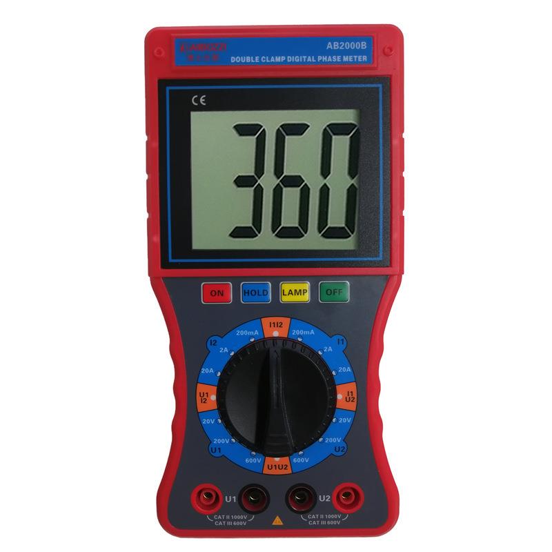 AB2000B双钳数字相位伏安表相位电压漏电流频率相序测试