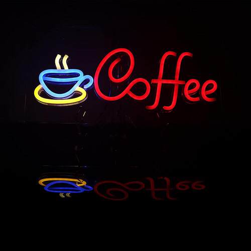 厂家供应Coffee灯牌led透明背板霓虹造型营业标牌装饰灯