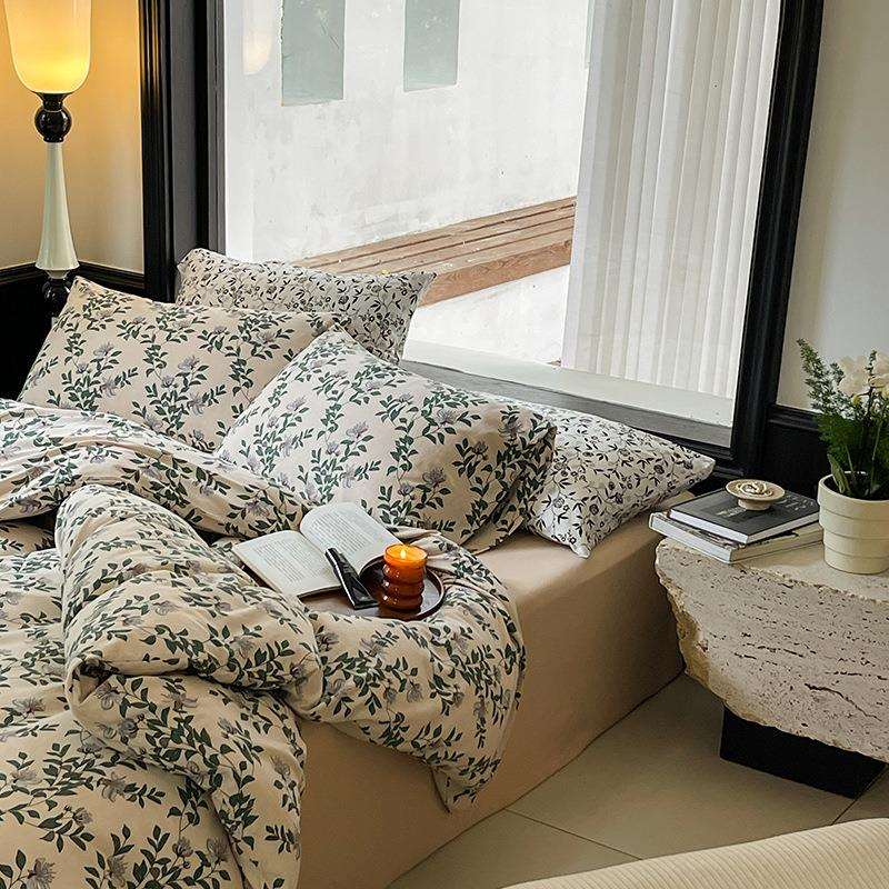 2023新款纯棉天竺棉四件套全棉针织棉被套床单床笠款印花秋冬床品