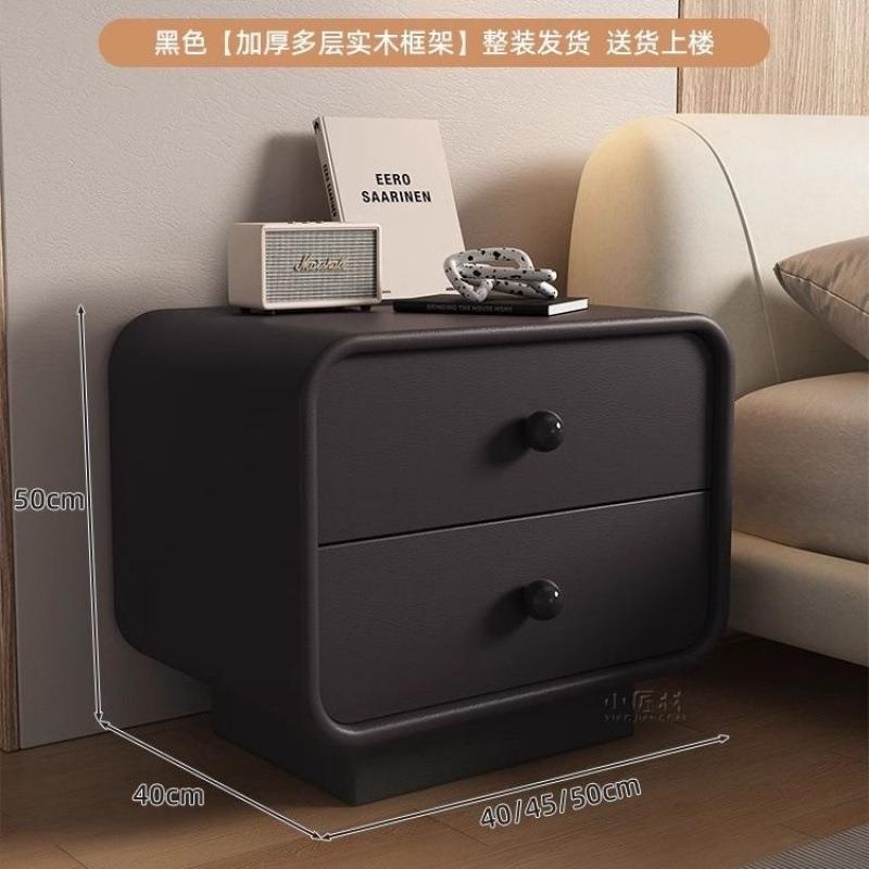 意式可爱胖墩实木床头柜创意简约现代艺术感小型网红收纳柜子35深