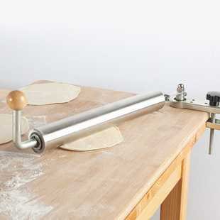 擀饺子皮 原木擀面杖 热销商用静音双轴承擀皮宝 304不锈钢擀皮器