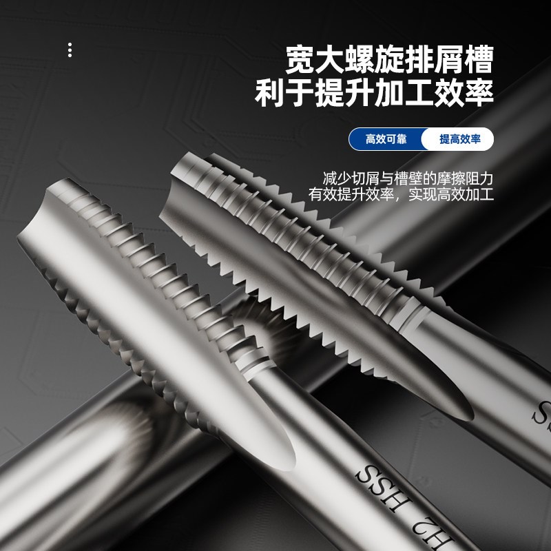 热销上工m8高速钢高精丝锥机用加长M10丝攻牙直槽细牙M3通孔加工图片