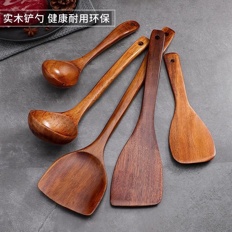 木铲锅铲汤勺家用饭勺木质厨具套装不粘锅专用耐高温木头炒菜铲子