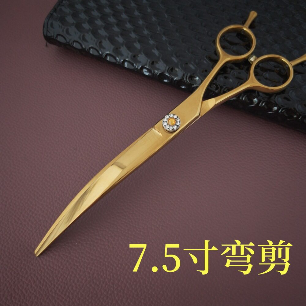 金色大弯剪 7.5寸弯剪 440C剪刀 弧形剪 剪刀厂 剪刀批发 可制作