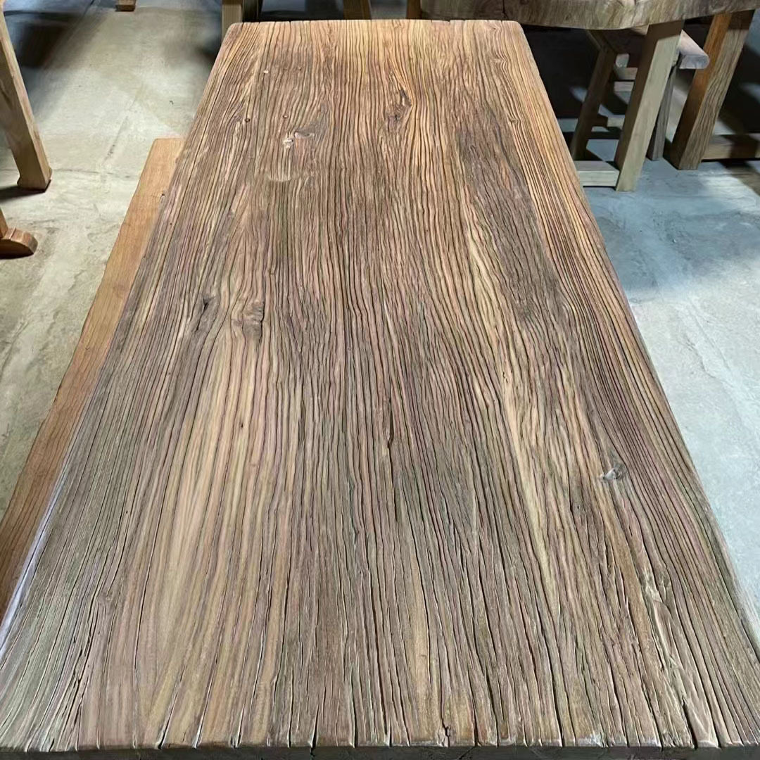 风化榆木茶桌老门板原木旧木板吧台板实怀旧茶台板旧木质实木木纹
