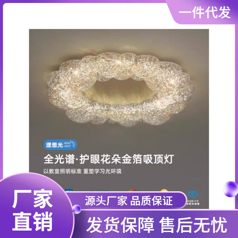 奶油风花朵泡泡卧室书房吸顶灯