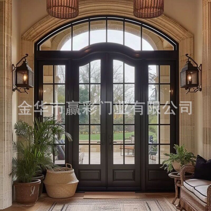 欧式铁艺中空玻璃双层入户门