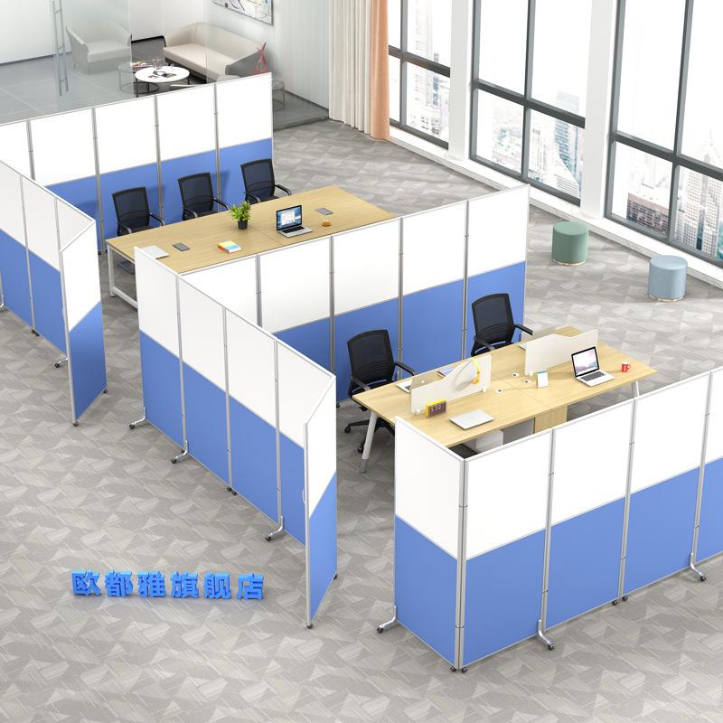 办公室屏风折叠移动隔断简易带玻璃工厂车间带轮可可订活动遮