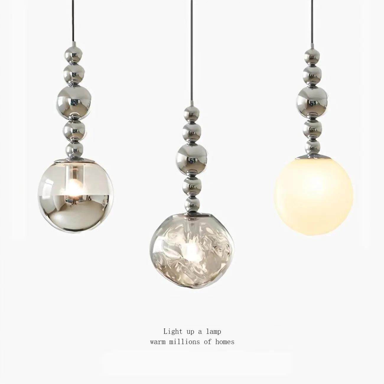 北欧轻奢圆球吊灯餐厅吧台小吊灯后现代卧室吊线灯床头护眼熔岩灯