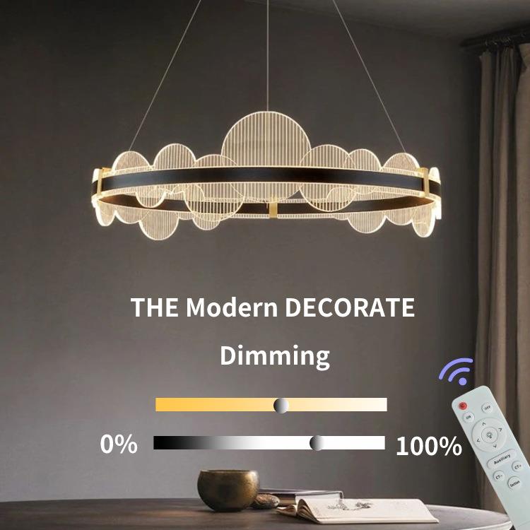 中山新款极简现代大气轻奢意式高端环形LED灯餐厅客厅卧室吊灯