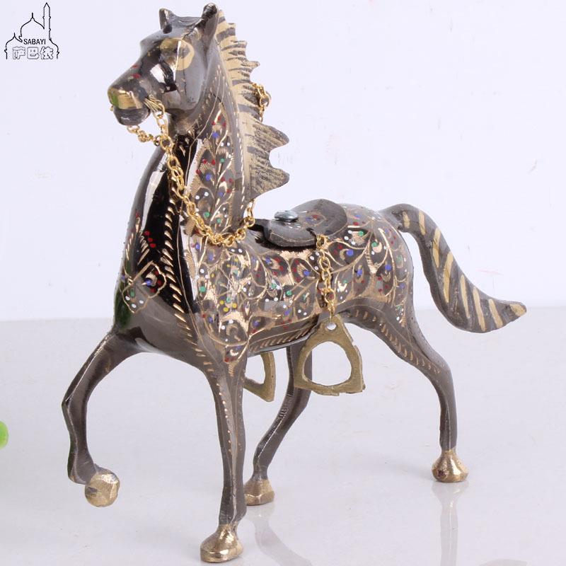 巴基斯坦铜器彩点马居家铜动物摆设马到成功摆件饭店装修铜制摆设