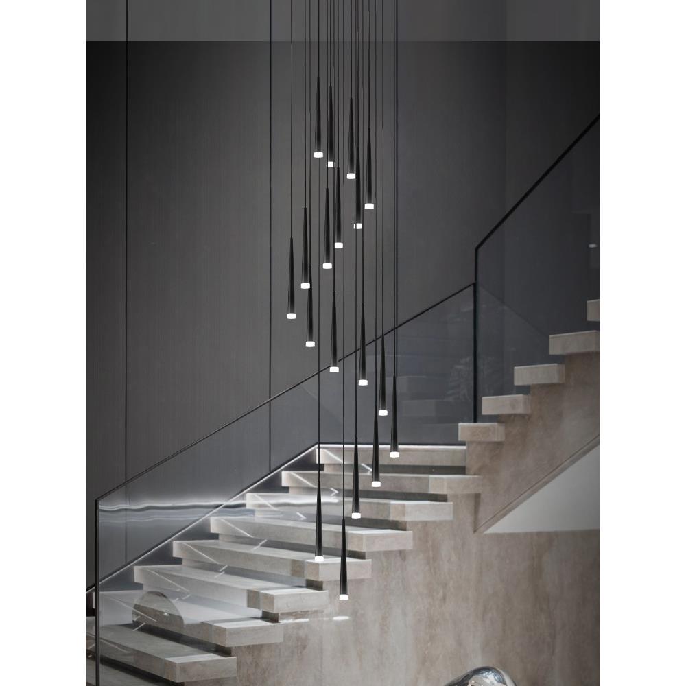 楼梯间长吊灯别墅复式楼北欧轻奢旋转挑空极简loft现代简约楼梯灯