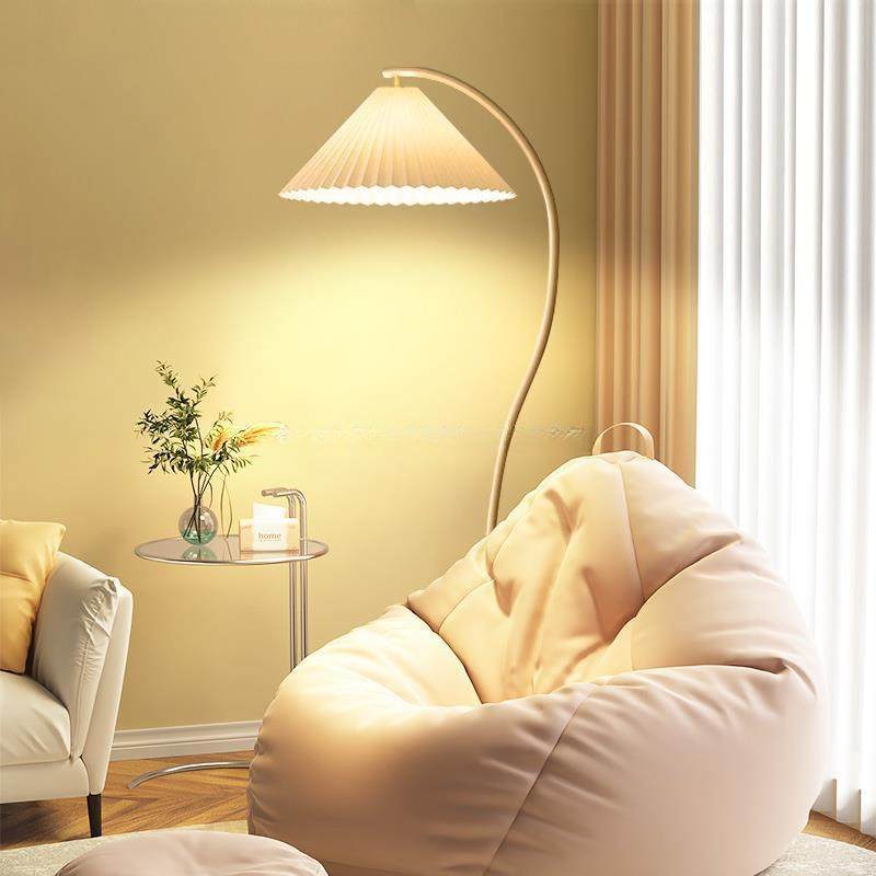 落地灯网红客厅沙发旁边的高级感奶油风高颜值百褶灯直播间氛围灯