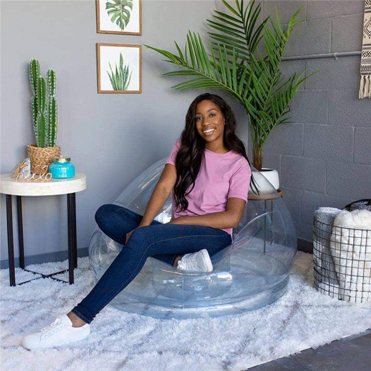 PVC透明充气沙发直播摆设模特拍照休闲懒人椅空气床单人座椅