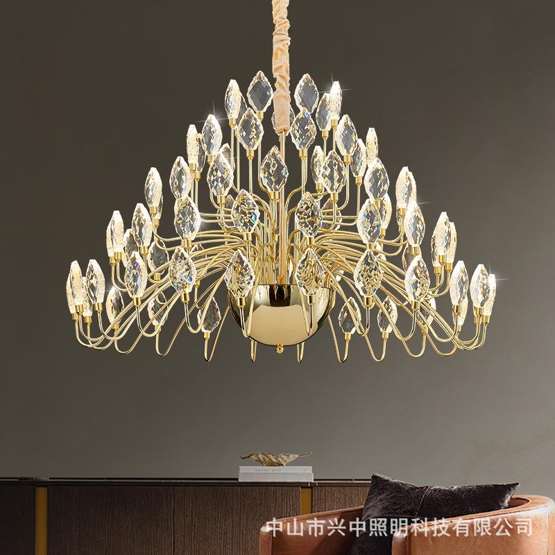 精致艺术水晶吊灯不锈钢华丽客厅灯餐厅灯卧室灯法式小众设计感灯