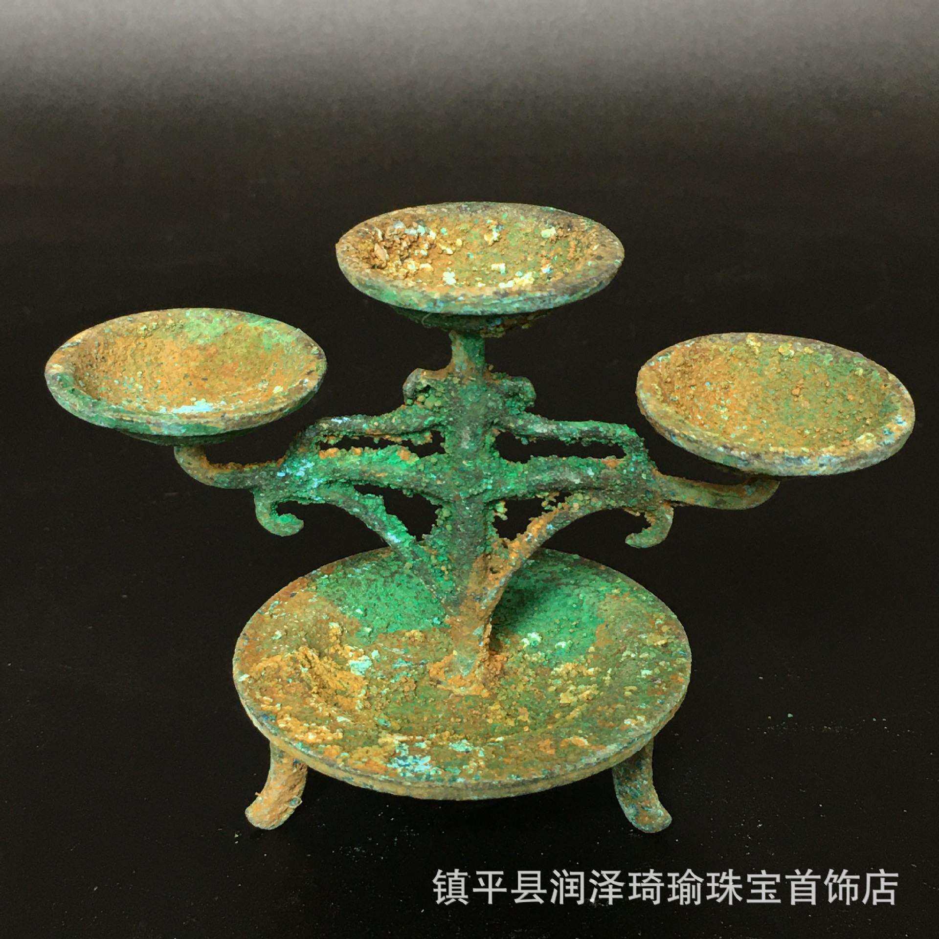 出土古玩古董青铜器摆件收藏仿古战国秦汉灯台古代烛台做旧老物件