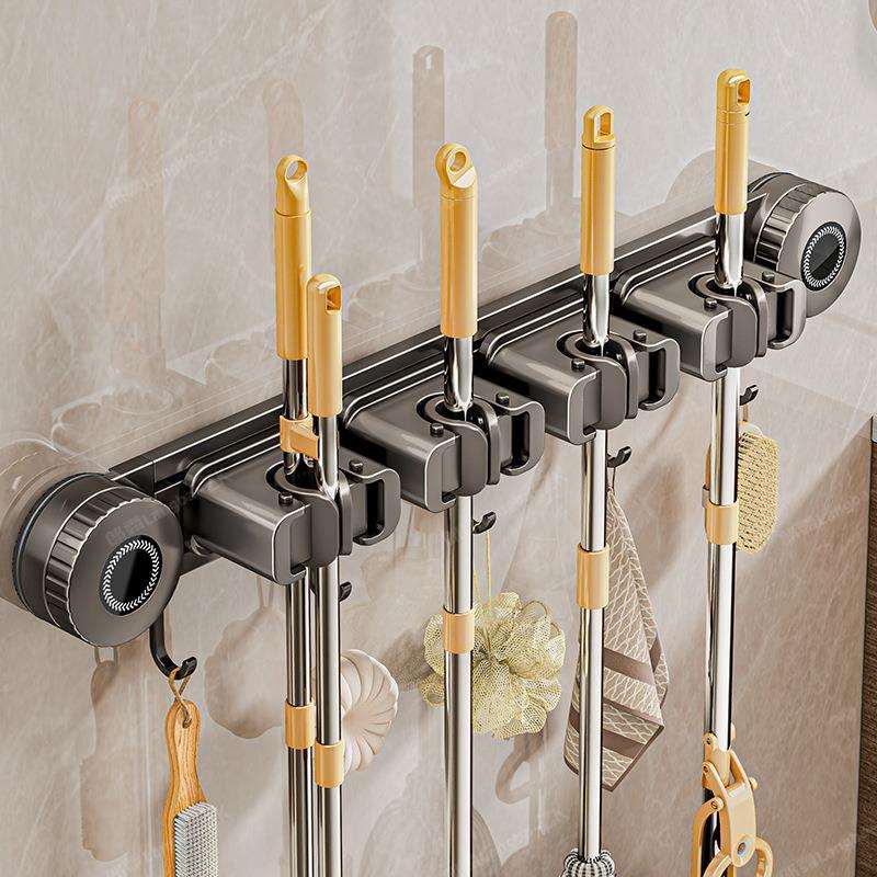 吸盘拖把壁挂夹免打孔门后挂钩扫把拖布固定置物架卫生间各种神器