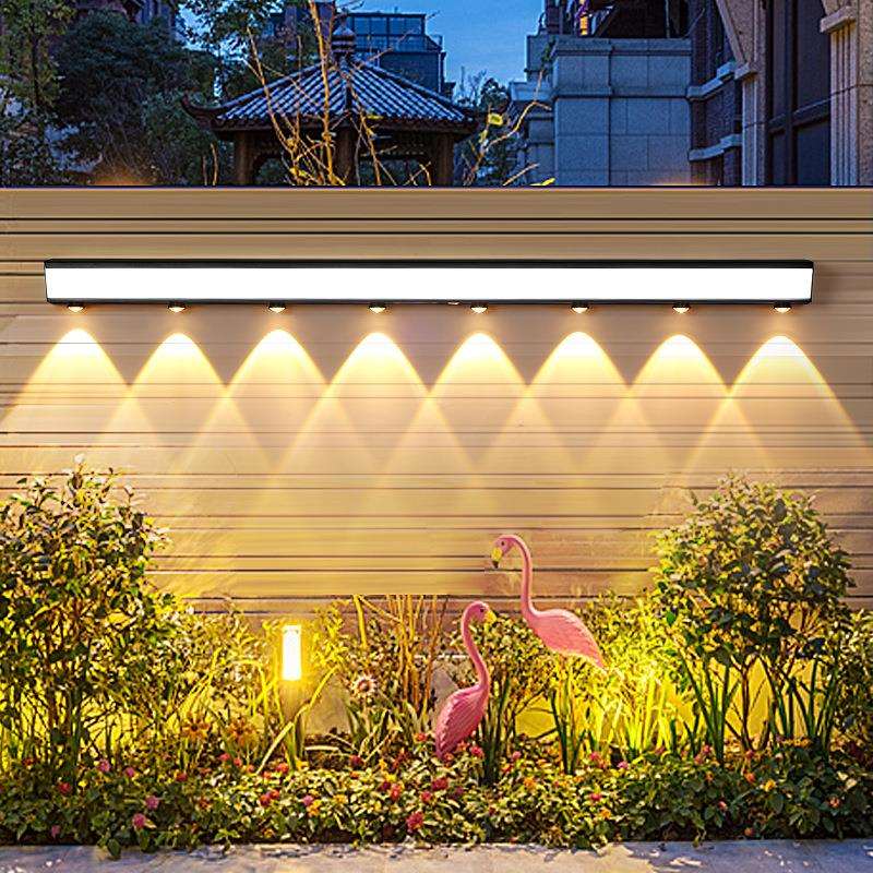 户外太阳能长条墙壁灯感应氛围山丘洗墙围墙照明露台庭院防水壁灯