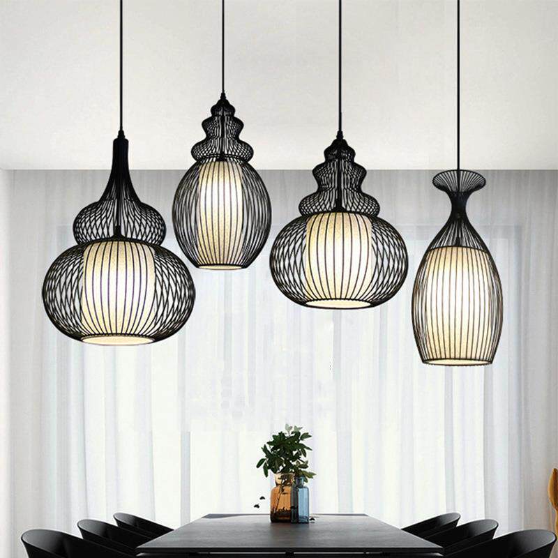 新中式鸟巢铁艺吊灯创意吧台酒店饭店餐厅吊灯loft复古工业风灯笼