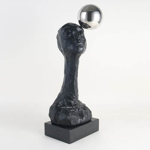 梵茜北欧现代创意树脂黑古铜色人头雕塑电视柜玄关软装装饰摆件