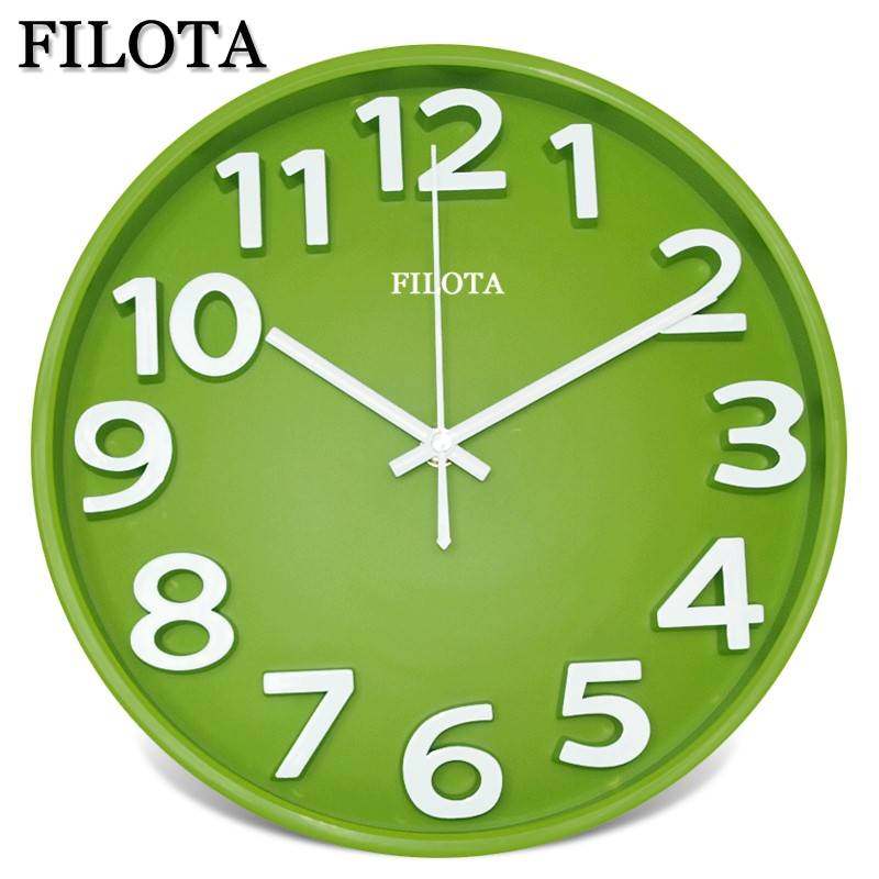 多利圆形静音挂钟客厅卧室办公室简约时尚挂表蓝色红色黑色时钟