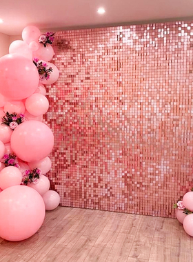 Rose Gold Curtain Background Birthday Party Decor Shimmer Wa