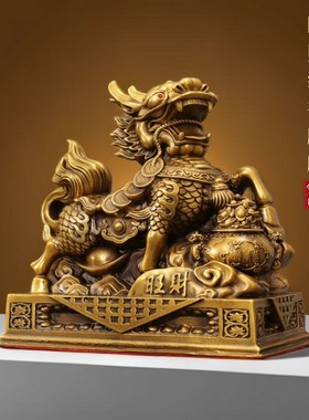 全铜麒麟摆件一对旺财纳福家居客厅办公室开业店铺装饰礼品装饰品