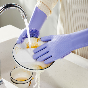 矽胶洗碗手套女家务厨房耐用型隔冷防烫家用刷碗清洁神器防水护手