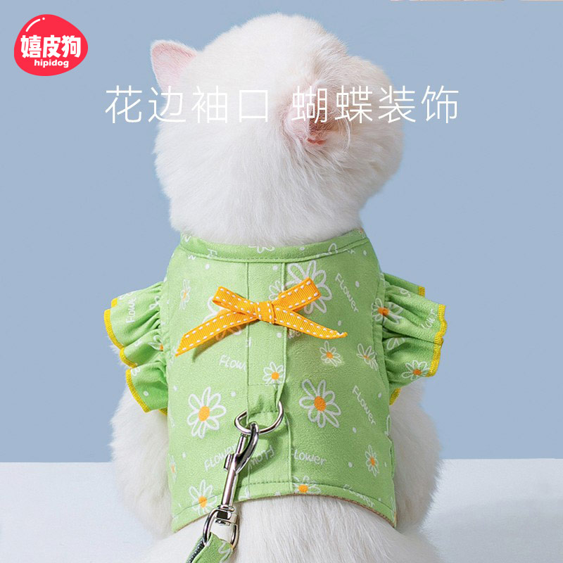 猫绳子猫咪牵引绳防挣脱外出逗猫幼猫遛猫绳背心式猫链子宠物用品